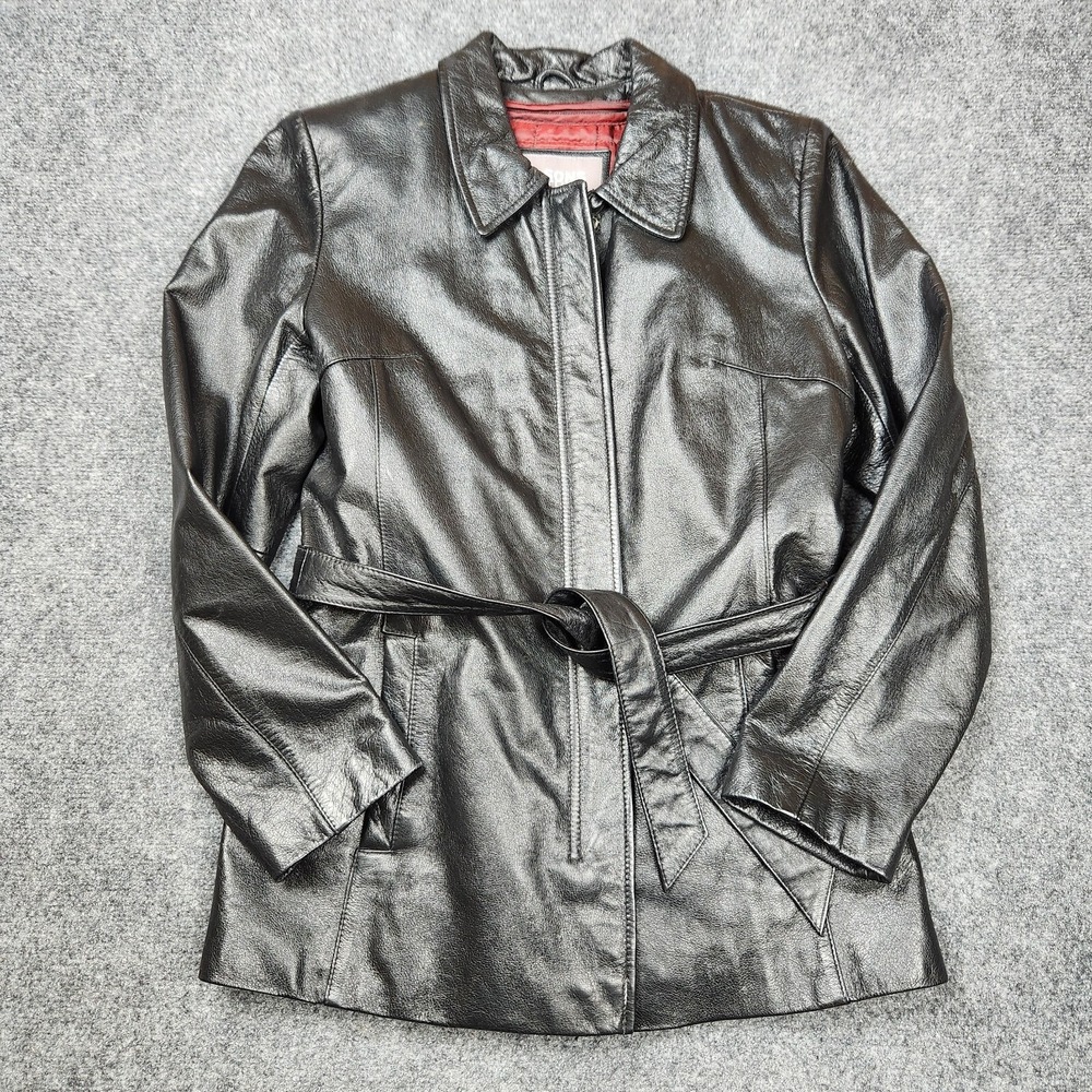 Wilsons Leather Jacket Womens‎ Small Thinsulate Insulated Liner Black Belted